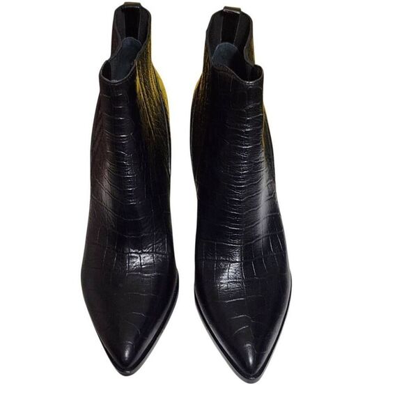Marc Fisher MlAlva bootie black croc embossed leather block heel size 9 - Picture 4 of 10